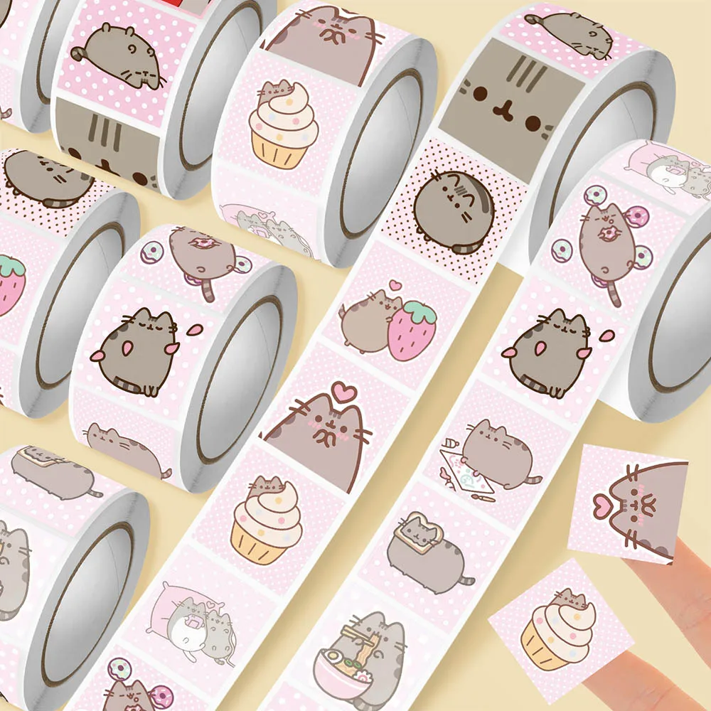 Scrapbooking - Hou 500個入り プーシーンのキャラクター猫のロールステッカー。防水仕様で、グラフィティ、スクラップブッキング、ノート、スマートフォンなどの装飾に。かわいいデコレーションステッカー、おもちゃとしても。