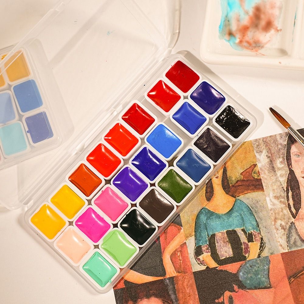 24 色水彩絵の具セット各色 1 ミリリットルプロフェッショ - Watercolor Paint Set Solid Pigment のレビューと価格