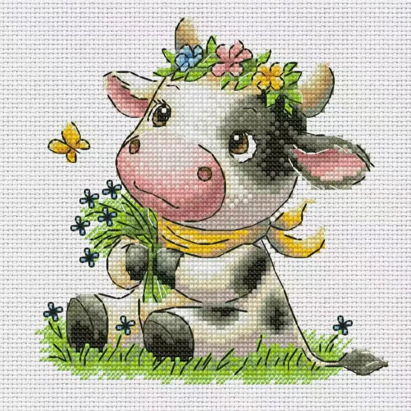 [CC2949-かわいい子牛] |   初心者向けDIYクロ - Cross Stitch Stamped Kits Beginners のレビューと価格