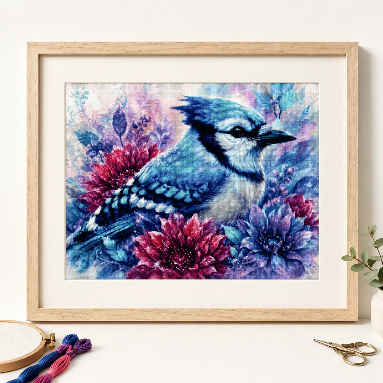 [ZZ8680-ブルージェイ] |   初心者向けDIYクロ - Cross Stitch Stamped Kits Beginners のレビューと価格